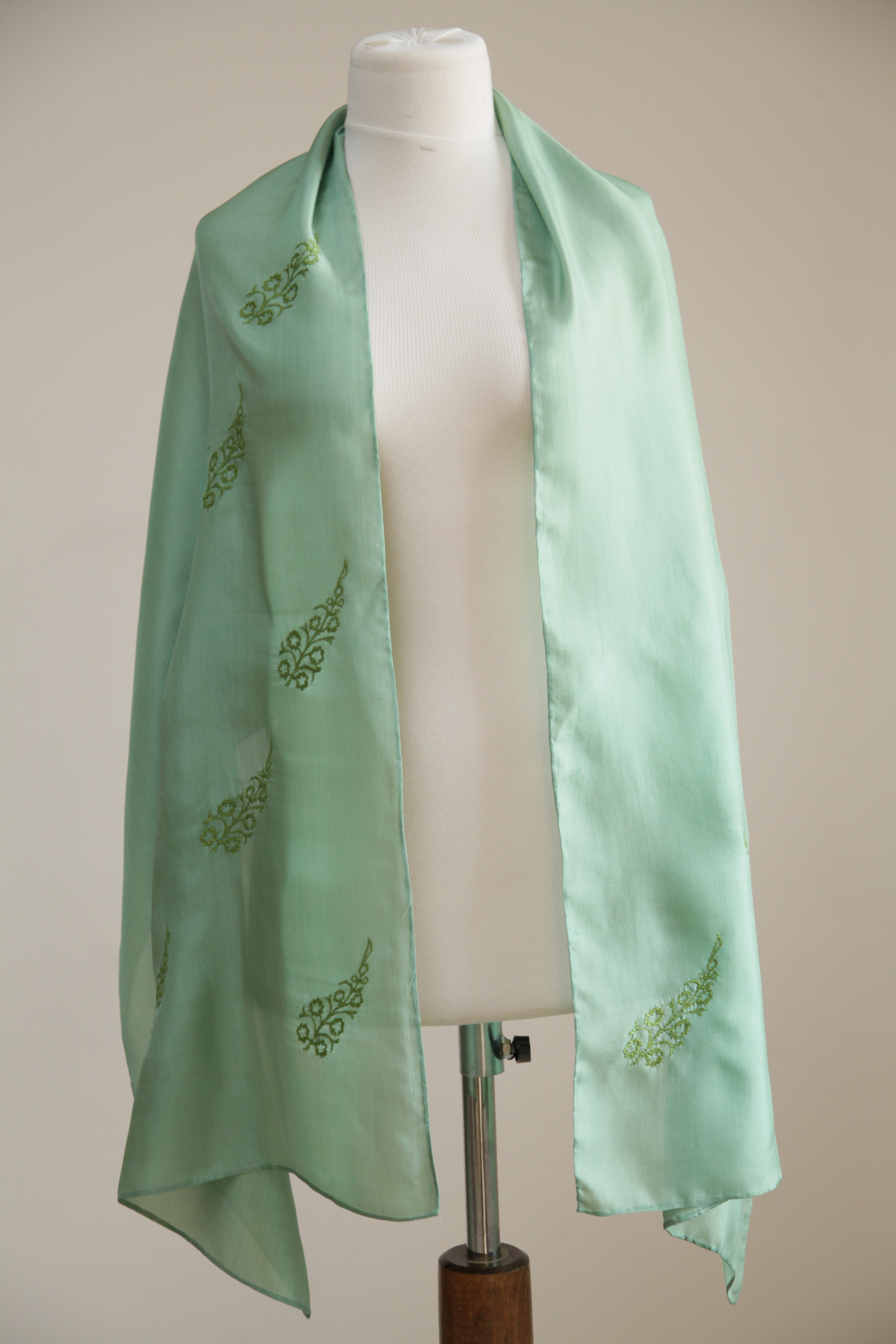 “Golden Dawn” - Green Elegance with Golden-green Embroidery