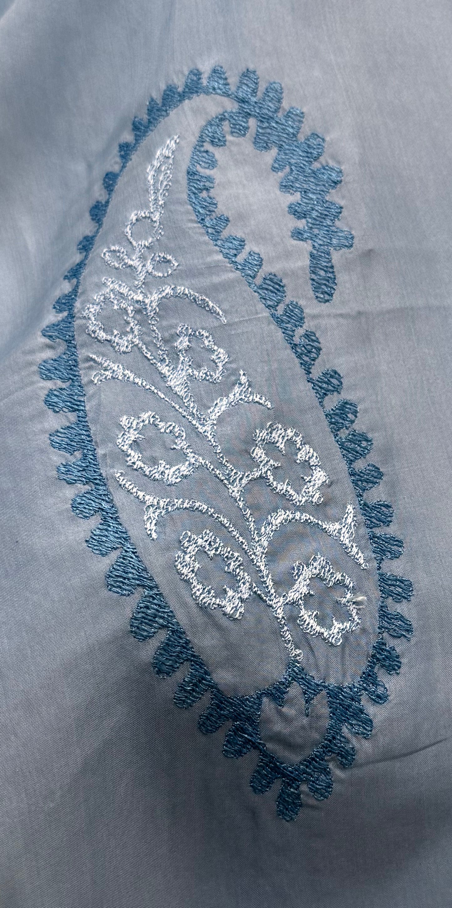 “Blossom Charm” - Blue Elegance with Navy blue&Light blue Embroidery