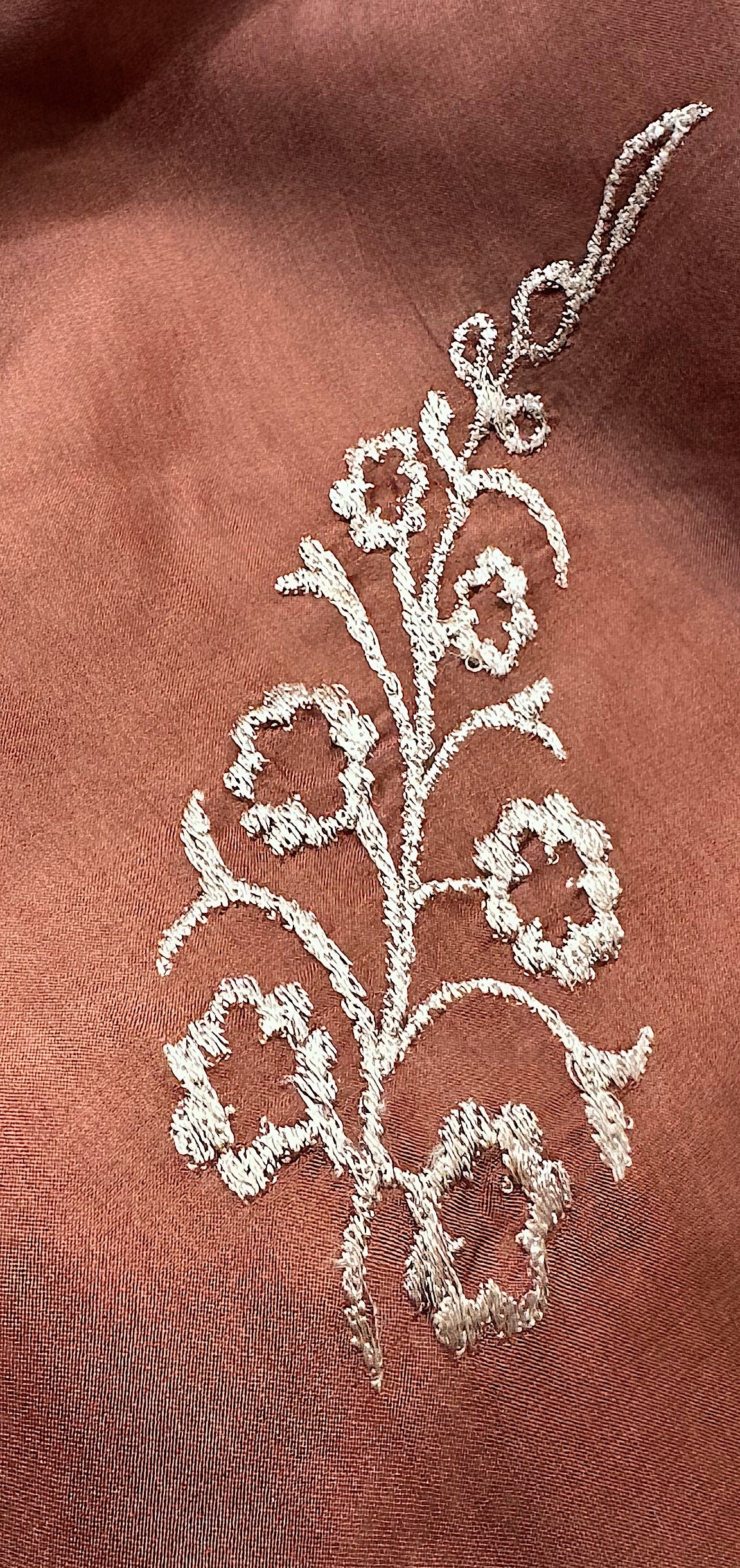 “Celestial Glow” - Brown Rose Elegance with Powder color Embroidery