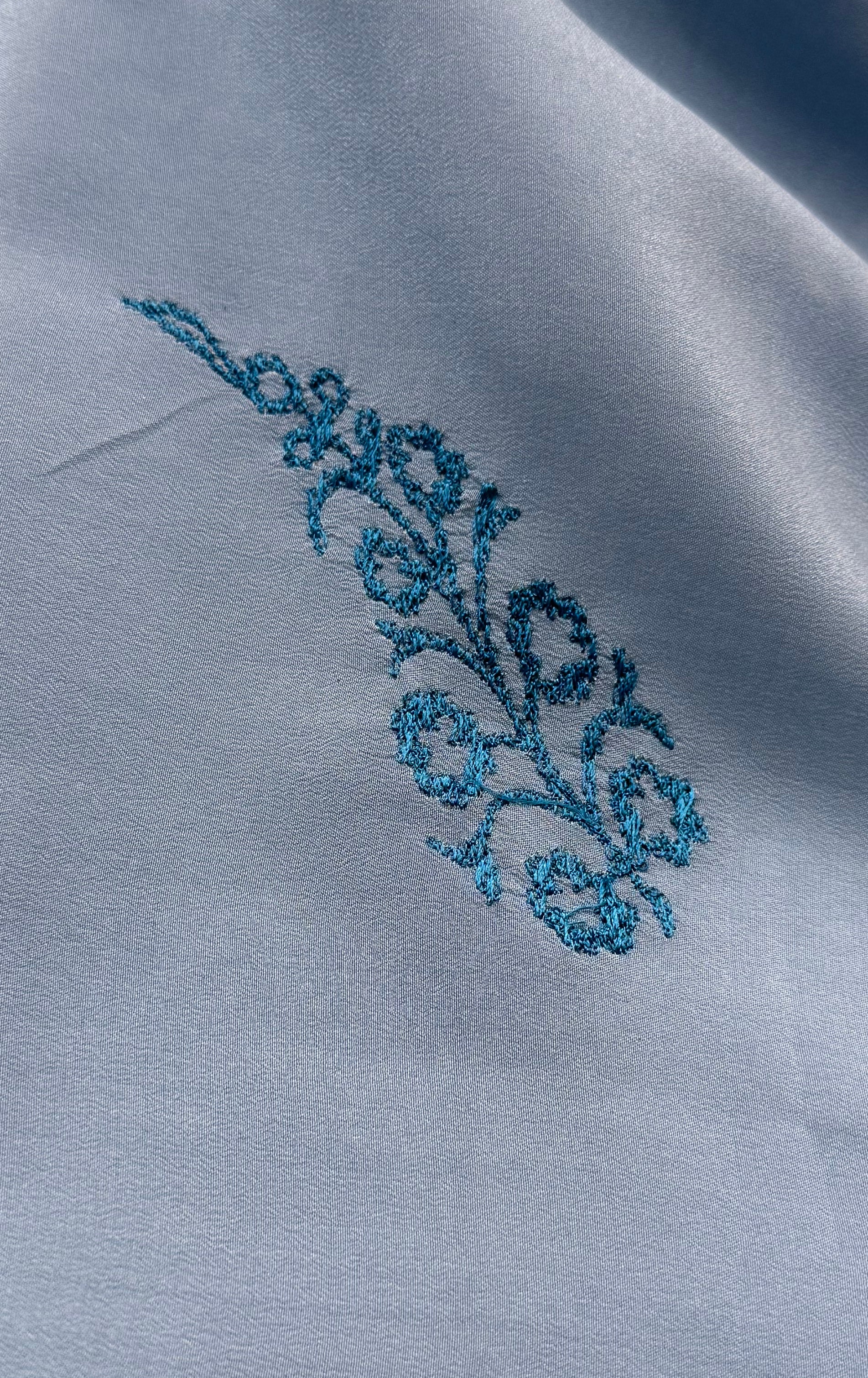 “Blue Horizon” - Blue Elegance with Turquoise Embroidery