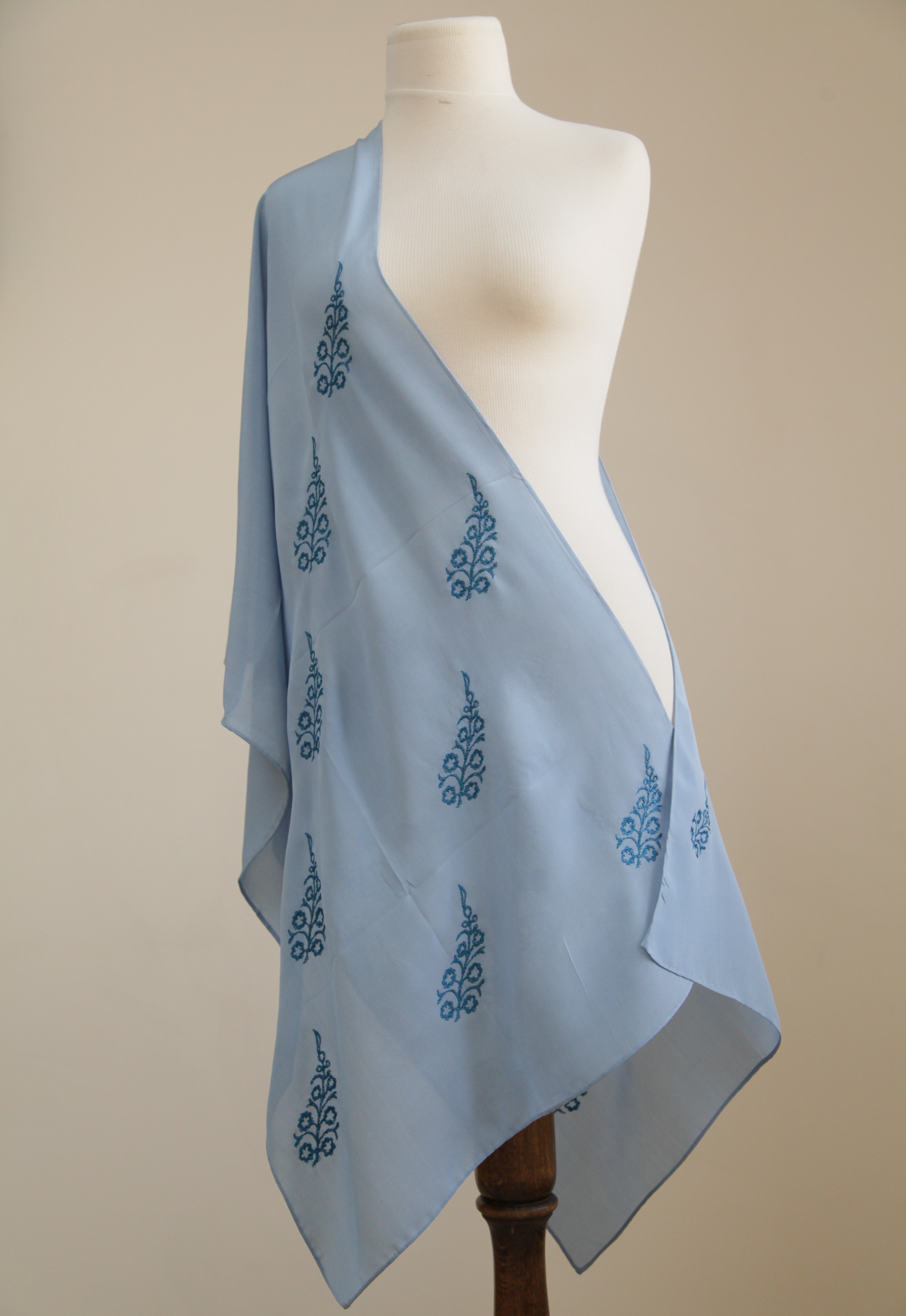 “Blue Horizon” - Blue Elegance with Turquoise Embroidery